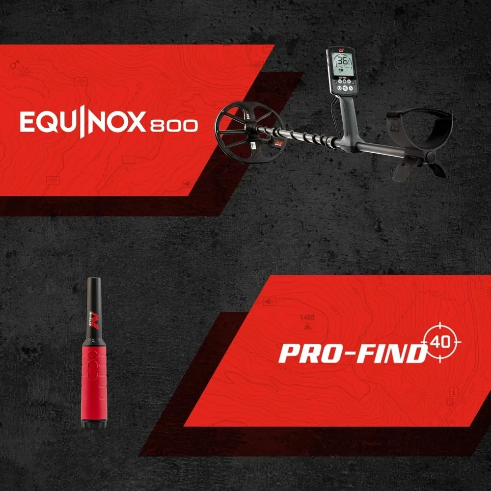 Metal Detector Bundle for Adults with Equinox 800 and PRO-FIND 40 Pinpointer, Metal Detector