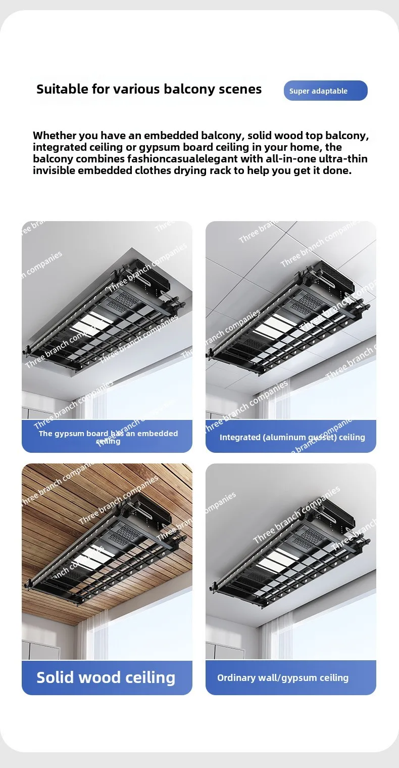 Balcony Intelligent Remote Control Automatic Electric Lifting Hanger Home Four Rod Telescopic Drying Rack