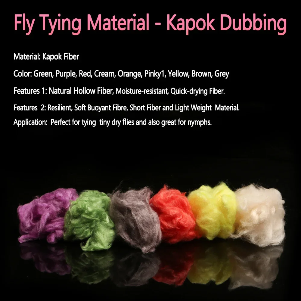 Bimoo 2Packs/3Packs Mix Kapok Dubbing Fly Tying Material Soft Buoyant Fiber Floating Dub For Dry Fly Nmyphs Trout Fishing Lures