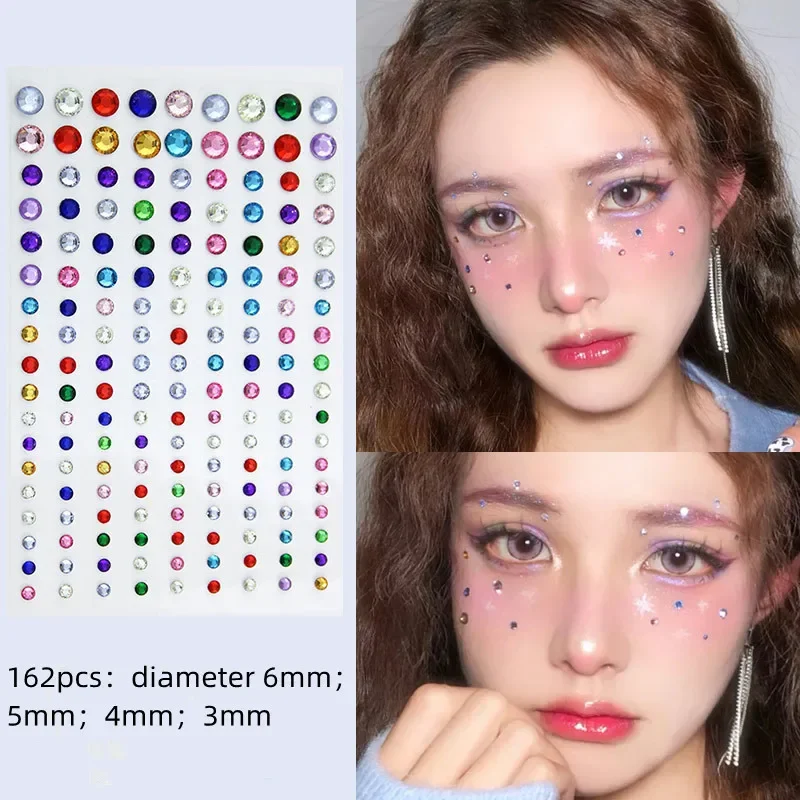 Face Tattoo Eyeshadow Stickers Nail Stickers 3-6mm Face Jewel Stickers Self-Adhesive Eyes Body Art DIY 3D Simulated Pearl Tattoo