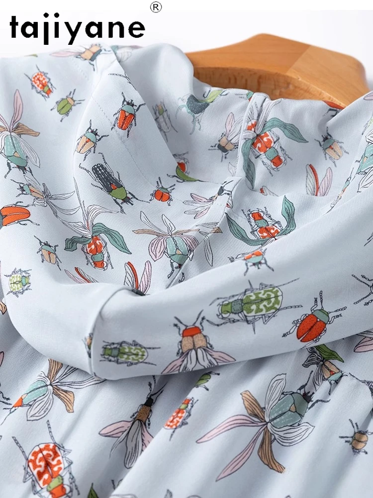 TAJIYANE 100% Echte Moerbei Zijde T-shirts Vrouw Elegante T-shirt met lange mouwen en capuchon Zomer Tops 2025 Dameskleding Ф libre