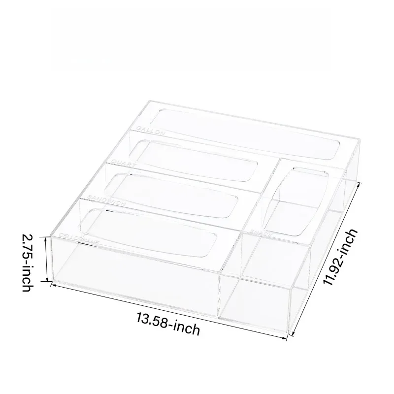 Acrylic self-sealing bag, storage drawer, wall-mounted food sorting box, fresh-keeping zipper bag organizer, storage
