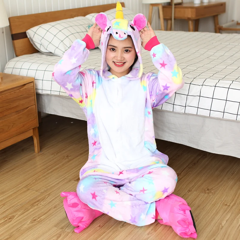 Adults Animal Pajamas Women Men Sleepwear Unisex All in One Pyjamas Animal Suits Cosplay Unicorn Garments Pijama Winter Onesies