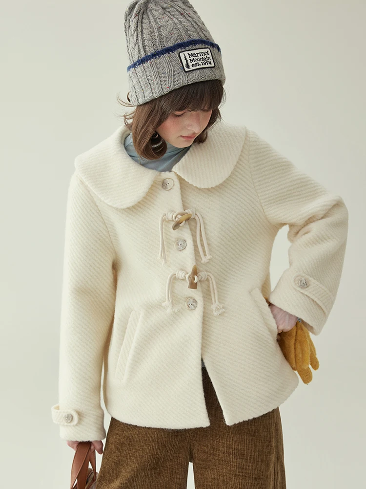 

AMUU Original Thiened 60 Woolen Yarn Coat Women's Winter New Sle College Wind Long Sve irt Casual Commute Sle