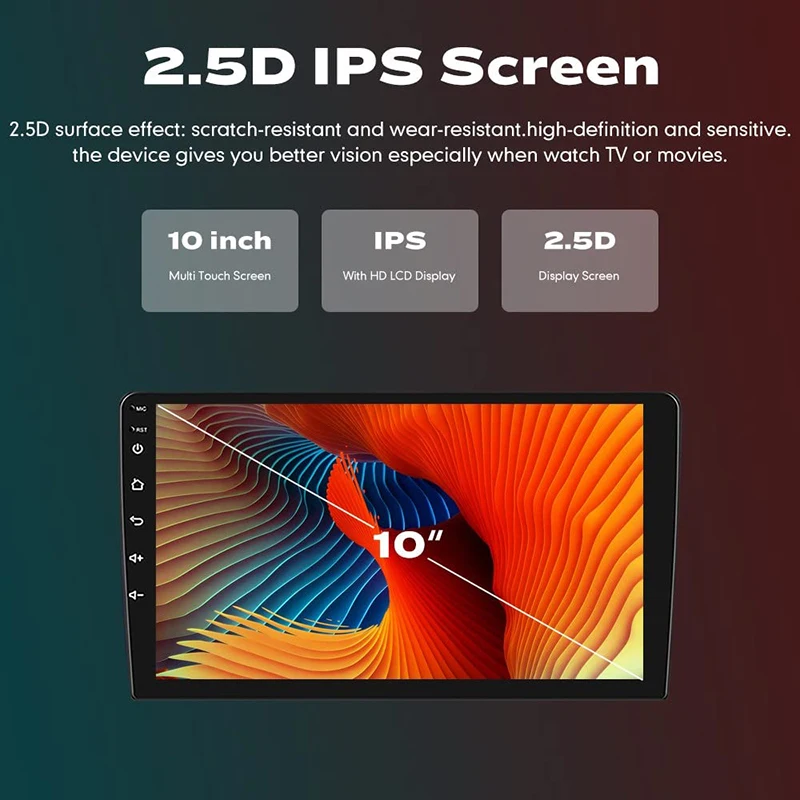 Android12 Автомобильный радиоприемник 8 ядер 4 + 64G Din 9 "/10" Универсальный QLED встроенный GPS-навигатор с беспроводной камерой заднего вида CarPlay AHD