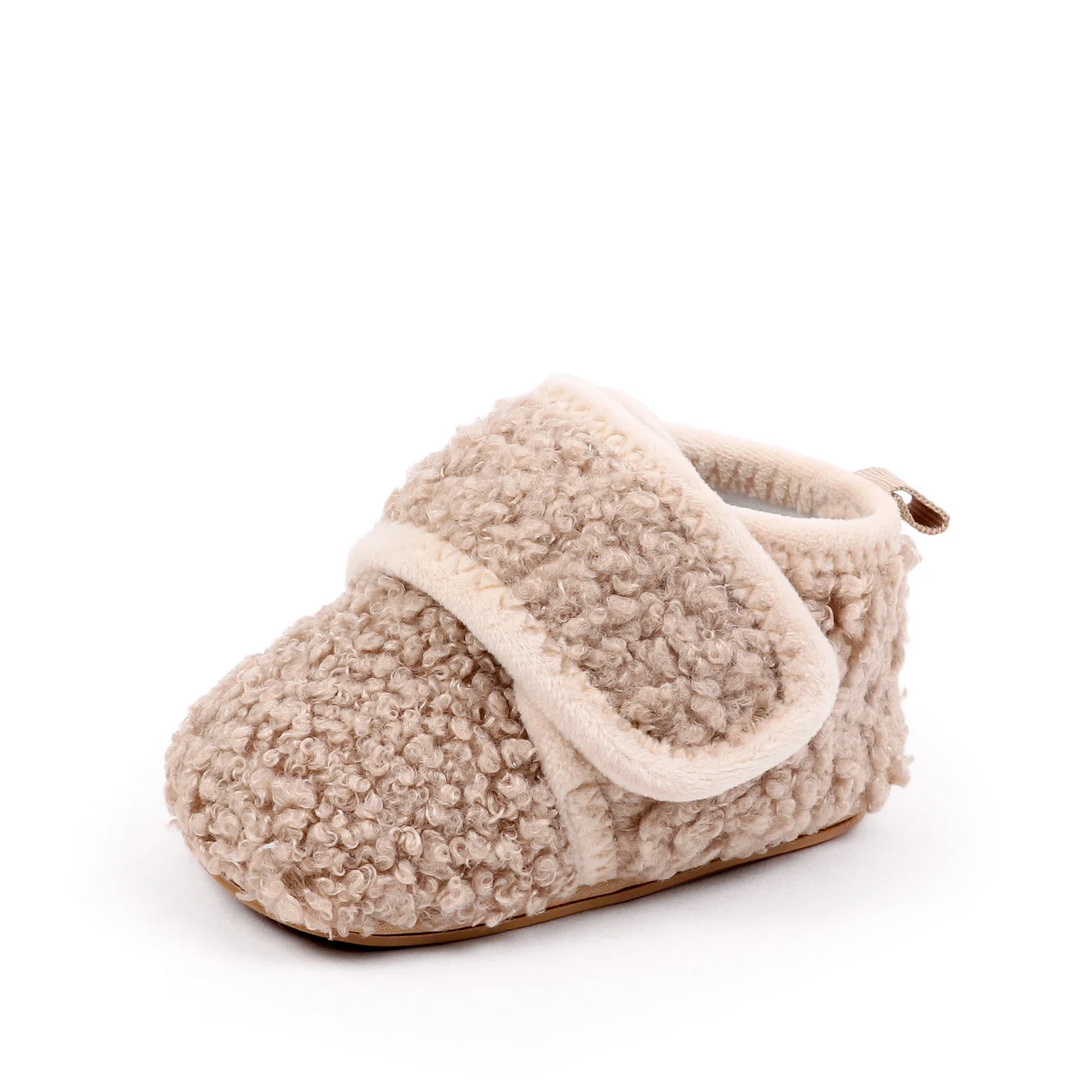 

New Autumn And Winter Baby Unisex Shoes Warm Cozy Infant Shoes with Lamb Fleece Hook-and-Loop Strap Anti-Slip Rubber Sole