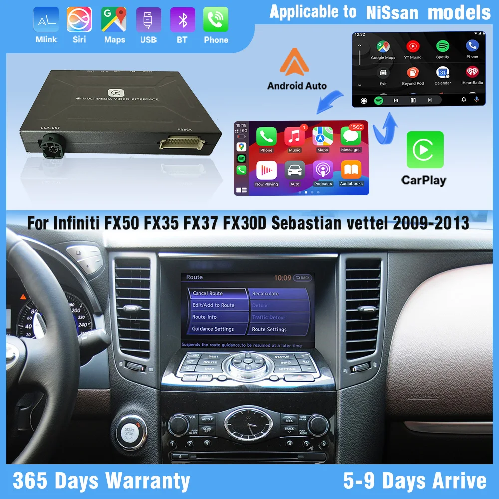 2009-2013 Infiniti FX50 FX35 FX37 FX30D Wireless CarPlay Android Auto Support GPS Navi Mirror Airplay Camera DSP Apple Car play