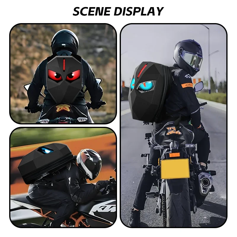 Knight LED Motorcycle Backpack for Men, LED Backpack with DIY Programmable Full Color Screen, Hard Shell Waterproof Helmet Bag