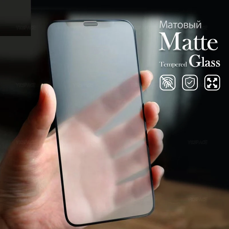 2Pcs Best Quality Matte Frosted Tempered Glass for iPhone 16 15 14 13 12 mini 11 Pro XS Max X XR SE Full Cover Screen Protector