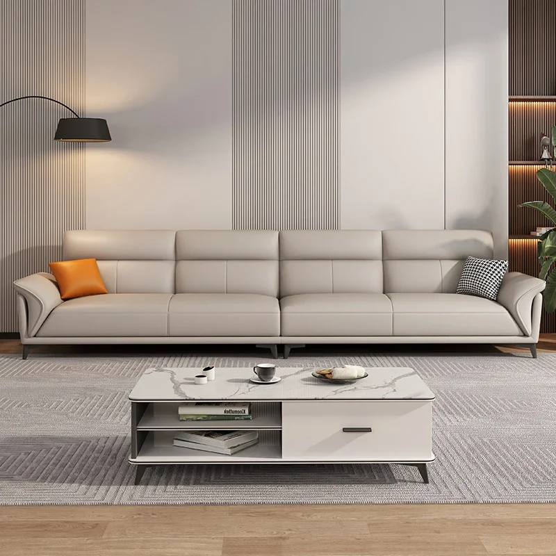 Leather sofa, first layer of real cowhide, simple, leather art sofa