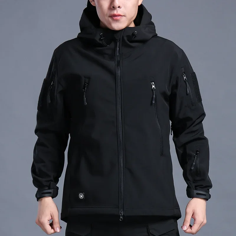 2025 homens marca jaquetas de combate bombardeiro casacos novo tubarão dos homens com capuz pele casca macia jaquetas tático à prova vento à prova dwindproof água jacke