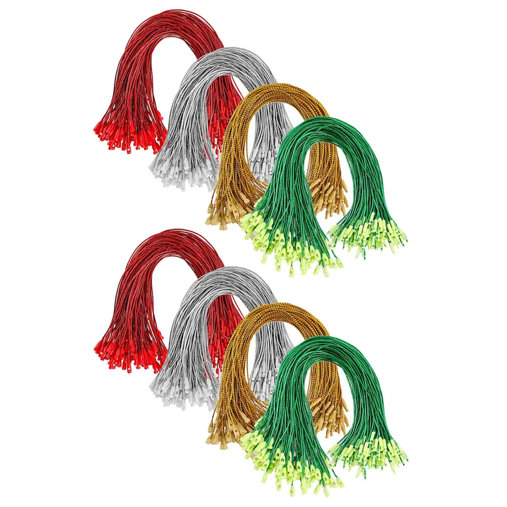 400 قطعة من حبال العلامات لشجرة عيد الميلاد، ذهبي فضي، أخضر أحمر، أوتار بوليستر متينة، هدايا حرفية