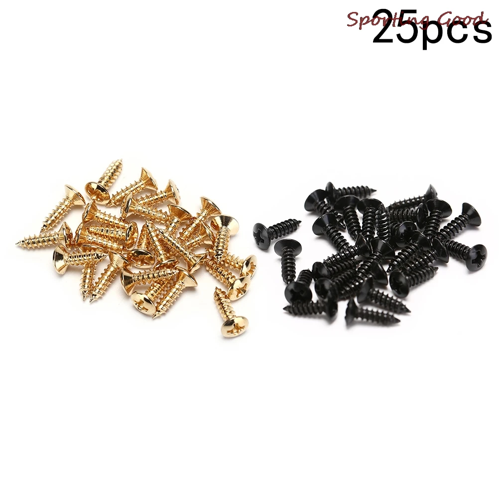 25PCS 3x12mm Electric Guitar Screws For Pickguard Back Plate Mount DIY Luthier Tool Gold Silver Balck Color Bass Guitar Pickup