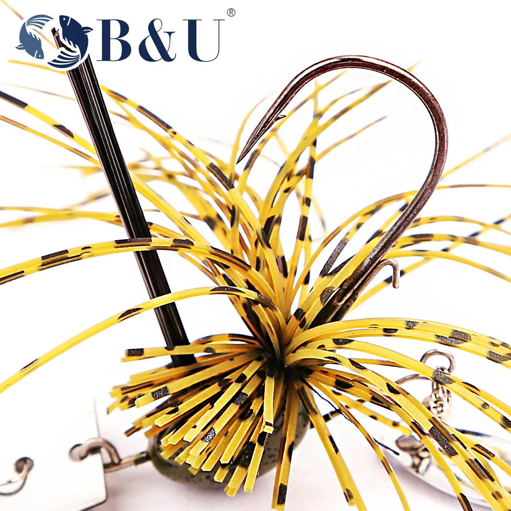 B&U Vibration Chatterbait Bladed Jig Needle Spinner Stinger Hook Wire Power Bait Pike Bass Jig Angelköder – Detail 6