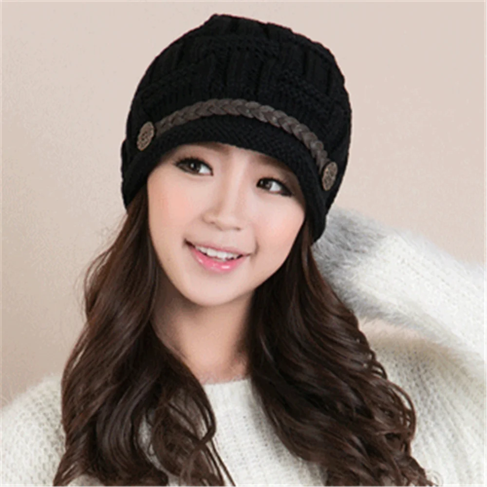 Autumn and Winter Cute Curling Belt Wool Hat Hip Hop Warm Ear Protection Knitted Cap Wholesale Fashion Trend