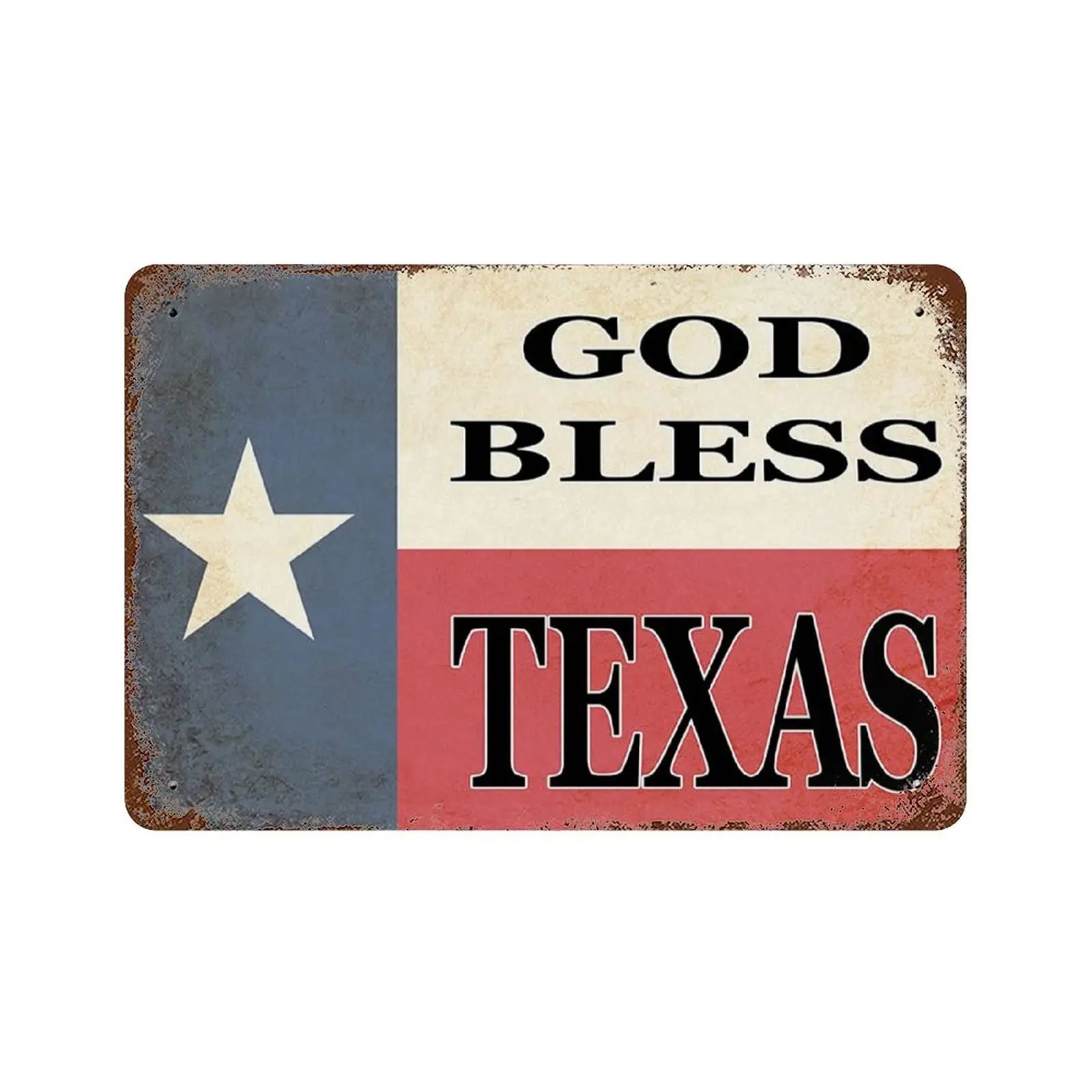 Larkverk God Bless Texas Retro Tin Sign Vintage Texas State Flag Metal Sign Texans Lone Star Wall Decor Shop Mural Bathroom Sign