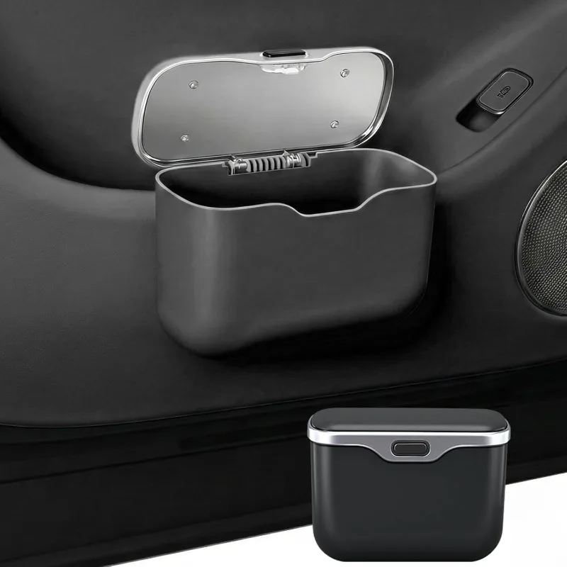 Car Trash Can with Lid  Leakproof Hanging Car Garbage Bin Waterproof Multifunctional Storage Organizer for SUV Truck Sedan