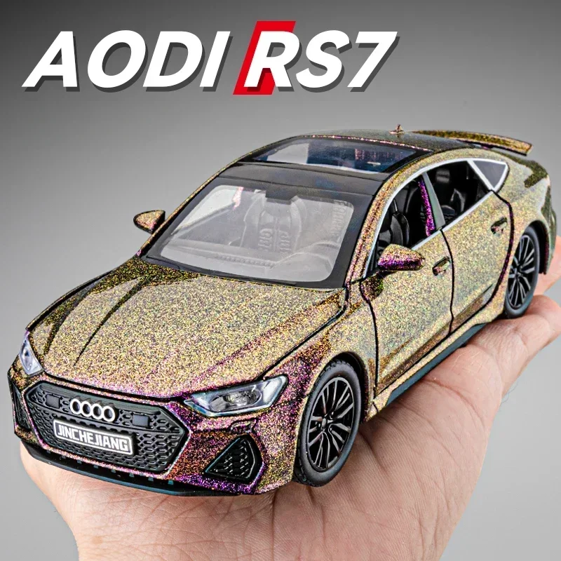 

1:32 Audi RS7 Sportback, модель автомобиля из сплава, звуковой свет, детский мальчик, литой под давлением игрушечный автомобиль, подарочная коллекция, миниатюрный домашний декор Voiture