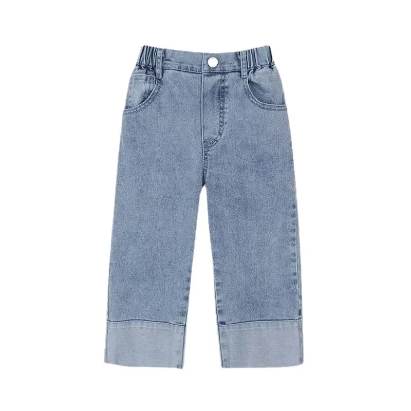 

Baby Boy Girl Jeans Pant Soft Infant Toddler Child Denim High waist Bell Bottom Pants Casual Loose Wide Leg Trousers 1-10Y