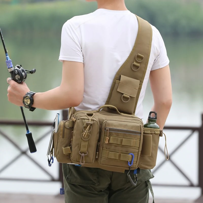 Fishing Tackle Backpack Lure Box Gear Storage Bag New Fanny Pack for Men Fly Fishing Backpack with Rod Holder Sling Shoulder Bag