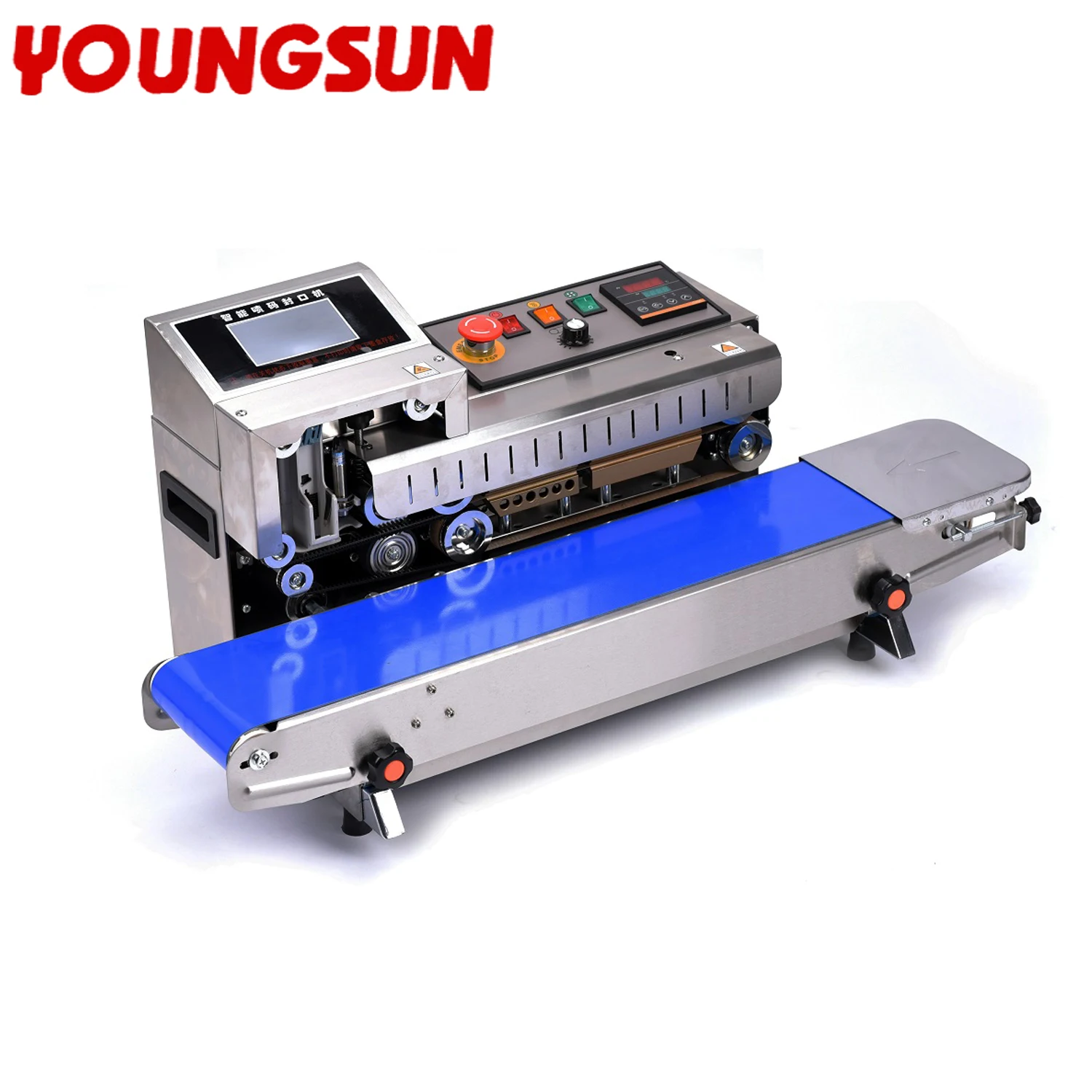 young sun Stainless Steel Horizontal Automatic Inkjet Printing Print Code Coding Continuous Band Heat Sealer Sealing Machine