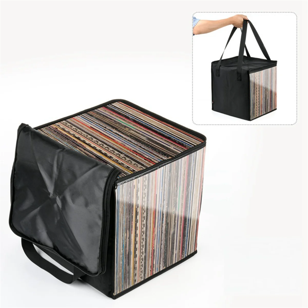 Vinyl Record Carrying Storage Case Travel Storage Bag Dustproof Portable Case with Lid Handles for 12 Inch Vinyl Albums