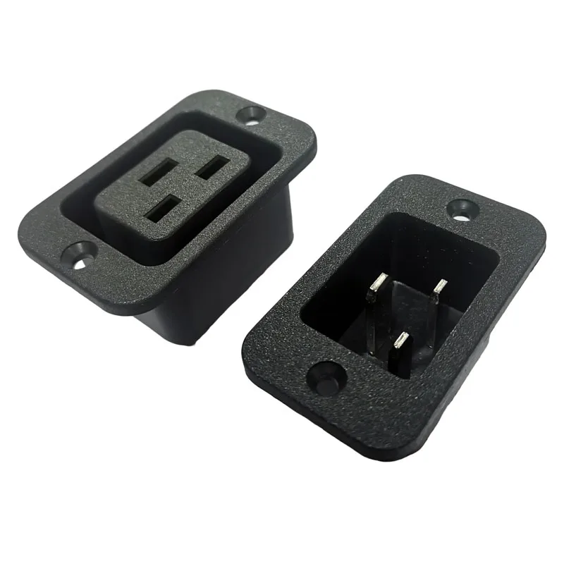 2PCS Black 16A 250V IEC320 C19 C20 universal Panel Mount Power Receptacle PDU/UPS Industrial AC Power Socket with ear/screw hole