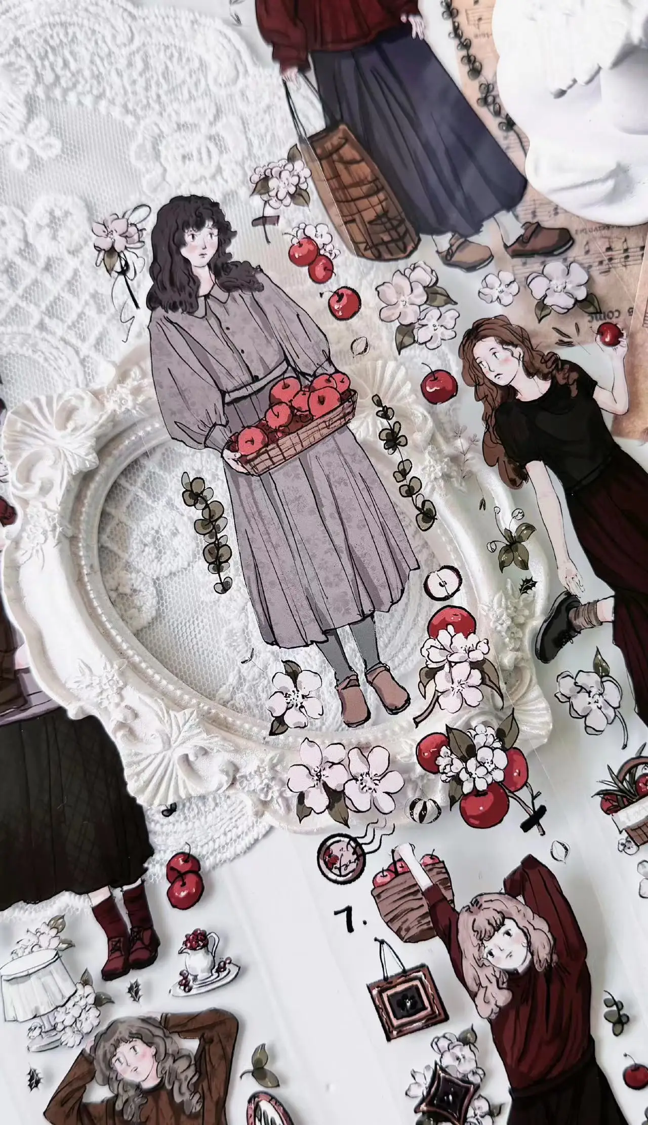 1Loop Vintage Autumn Solstice Girl Washi PET Tape for Card Making Planner DIY Decorative Sticker