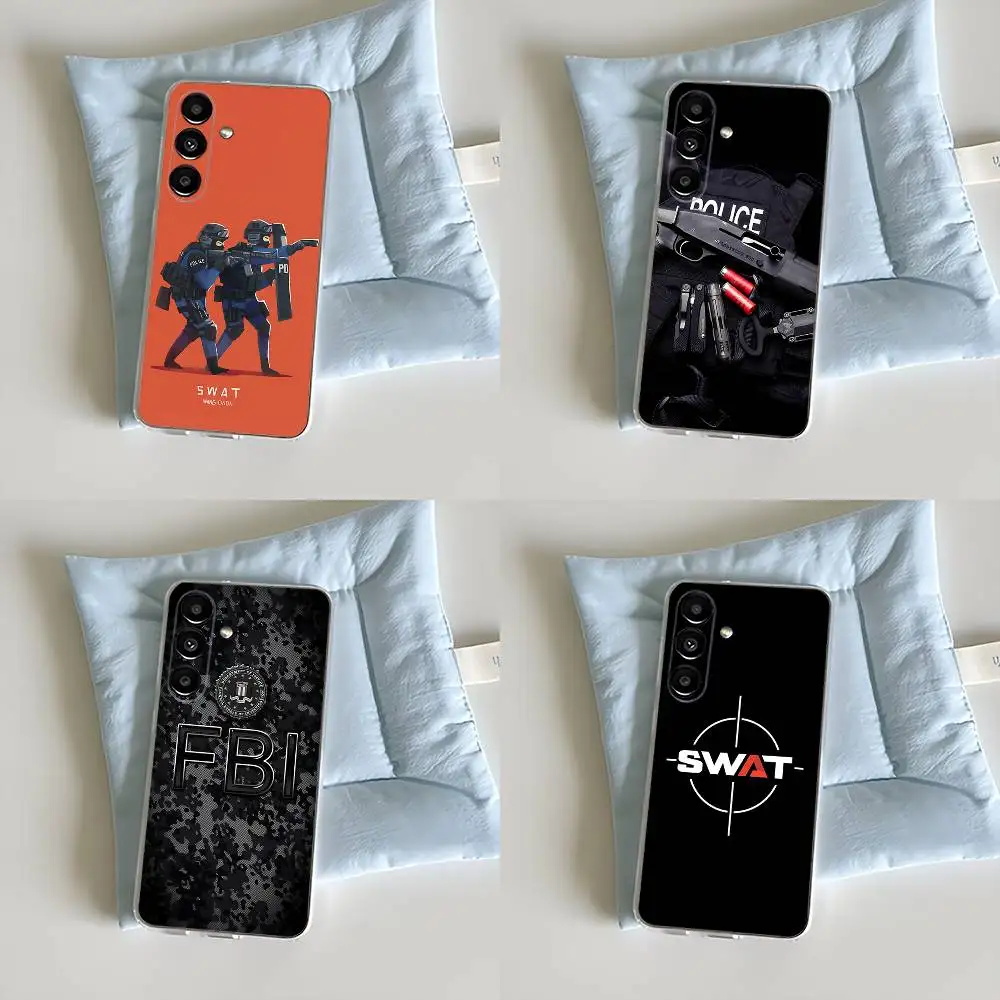 

Police FBI Swat Phone Case For Samsung S30,23,21,22,20, FE lite,S10,9,8,7 PIus Note20ultra Transparent