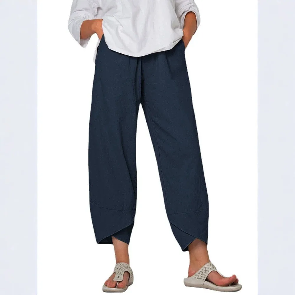 Casual Loose Fit Pants Relaxed Fit Korean Style with Washed Long Pants Full Length Mid Waist Japanese Korean Casual Spring