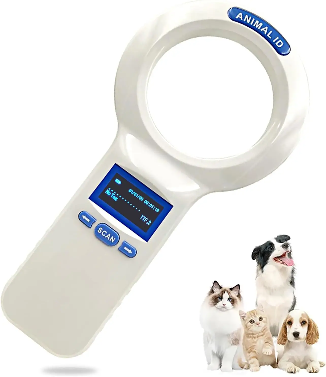 Animal Chip Scanner, Handheld Pet Chip Reader, Fit ISO11784/85 FDX-B & ID64 Chips, 1000 Data Storage and Support USB Transmissio