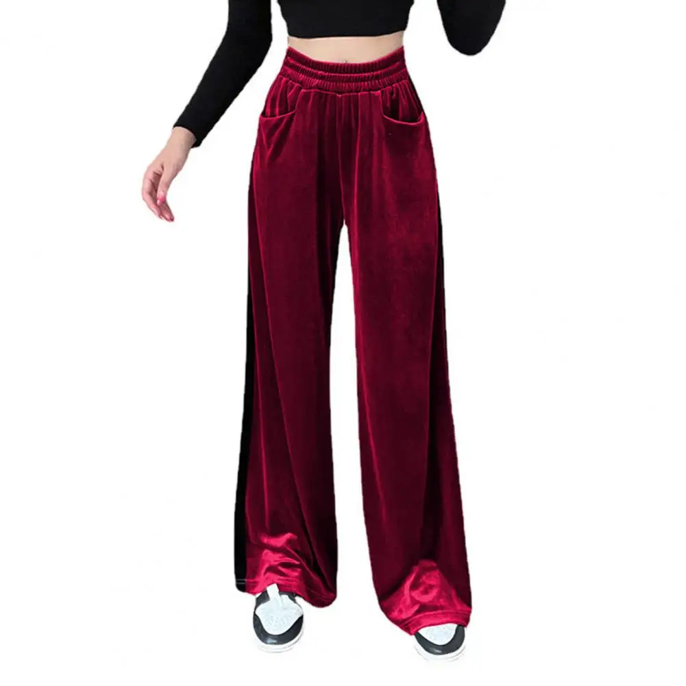 

Fall Winter Women Pants Wide Leg Loose Straight Pockets Sports Long Trousers брюки женские