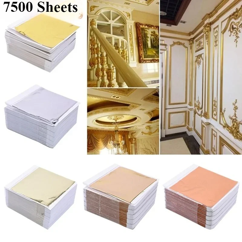 

7500 Sheets Imitation Gold Silver Foil Paper Leaf Gilding DIY Art Craft Paper Birthday Party Wedding DIY Nail Art Decorations