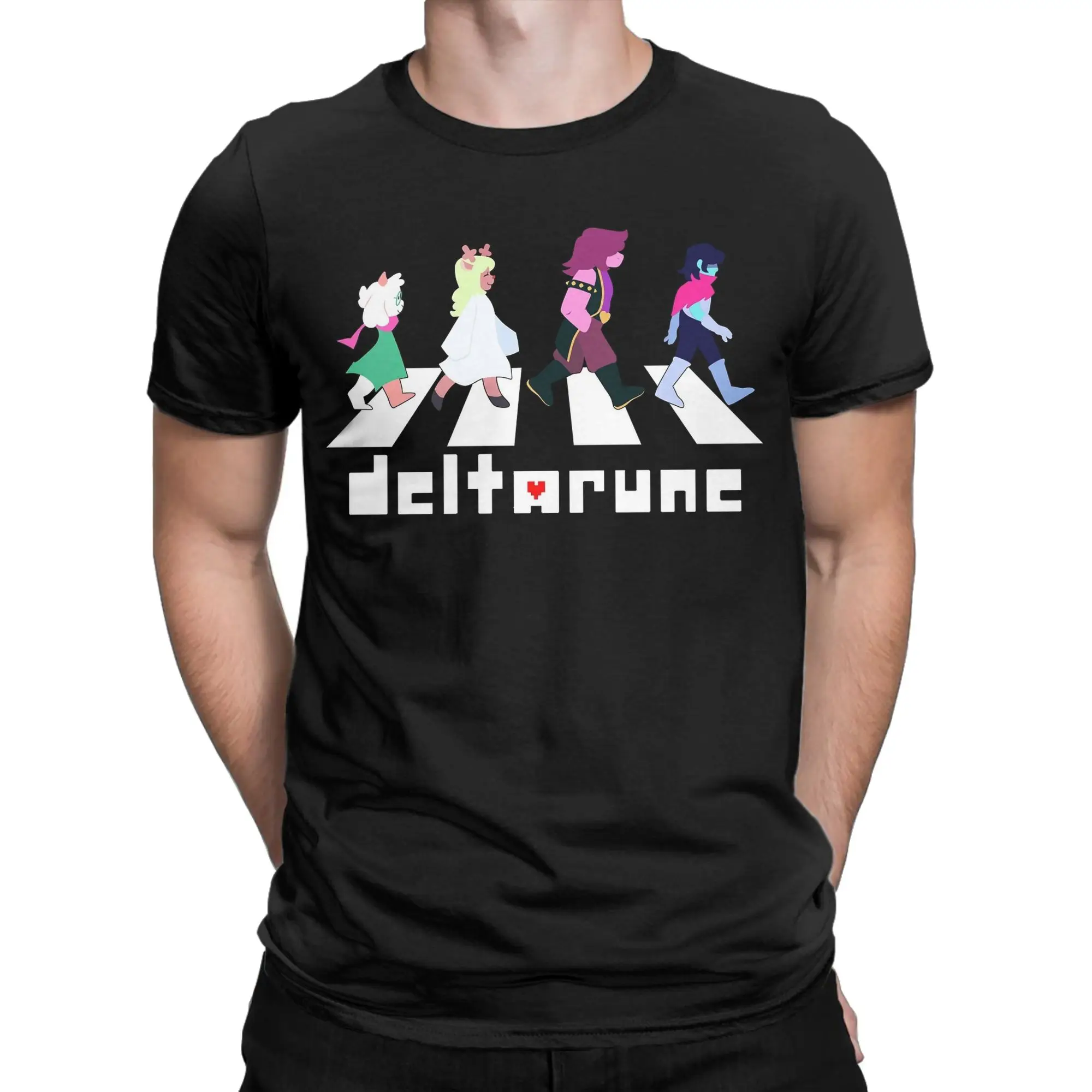 Deltarune Ralsei, Noelle, Susie und Kris Abbey Road T-Shirt für Herren, Rundhalsausschnitt, kurze Ärmel, Baumwolle, Sommer-Top-T-Shirt – Detail 3