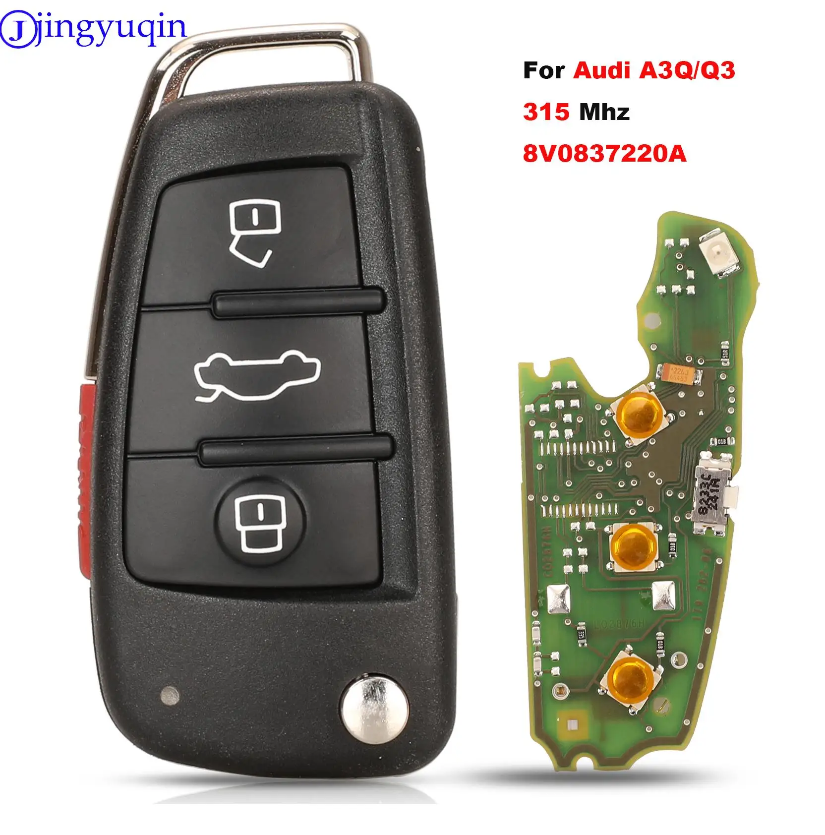 jingyuqin Original Upgraded Flip Remote Car Key 315MHz For Audi A3Q/Q3 8V0 837 220A With Blade NBGFS12A71