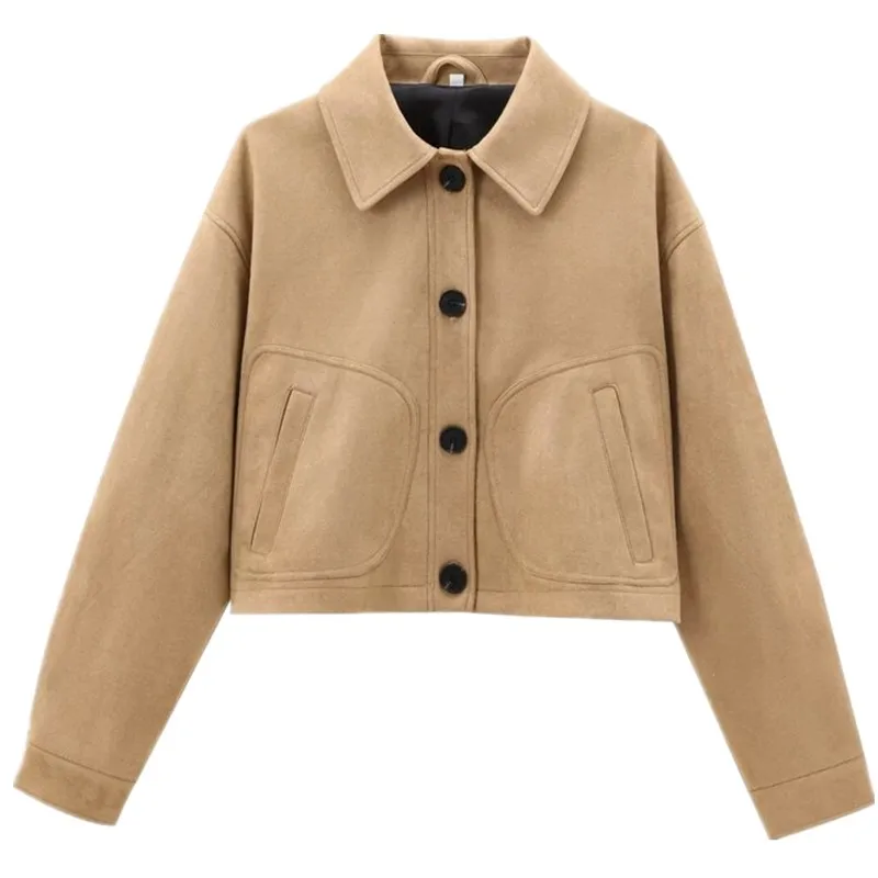Autunno 2025 Pendolarismo da donna Sle Or Pelle Jaet Long Sve Cappotto versatile Dettaglio bottoni Colletto ampio 4720200