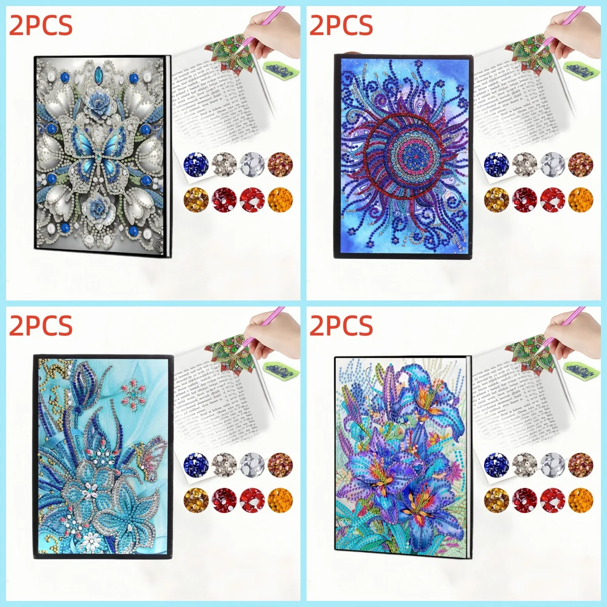 

2pc, 1 Diamond Painting Notebook + 1 Bookmark, Butterfly pattern, PU leather, Thanksgiving and Mother's Day gifts
