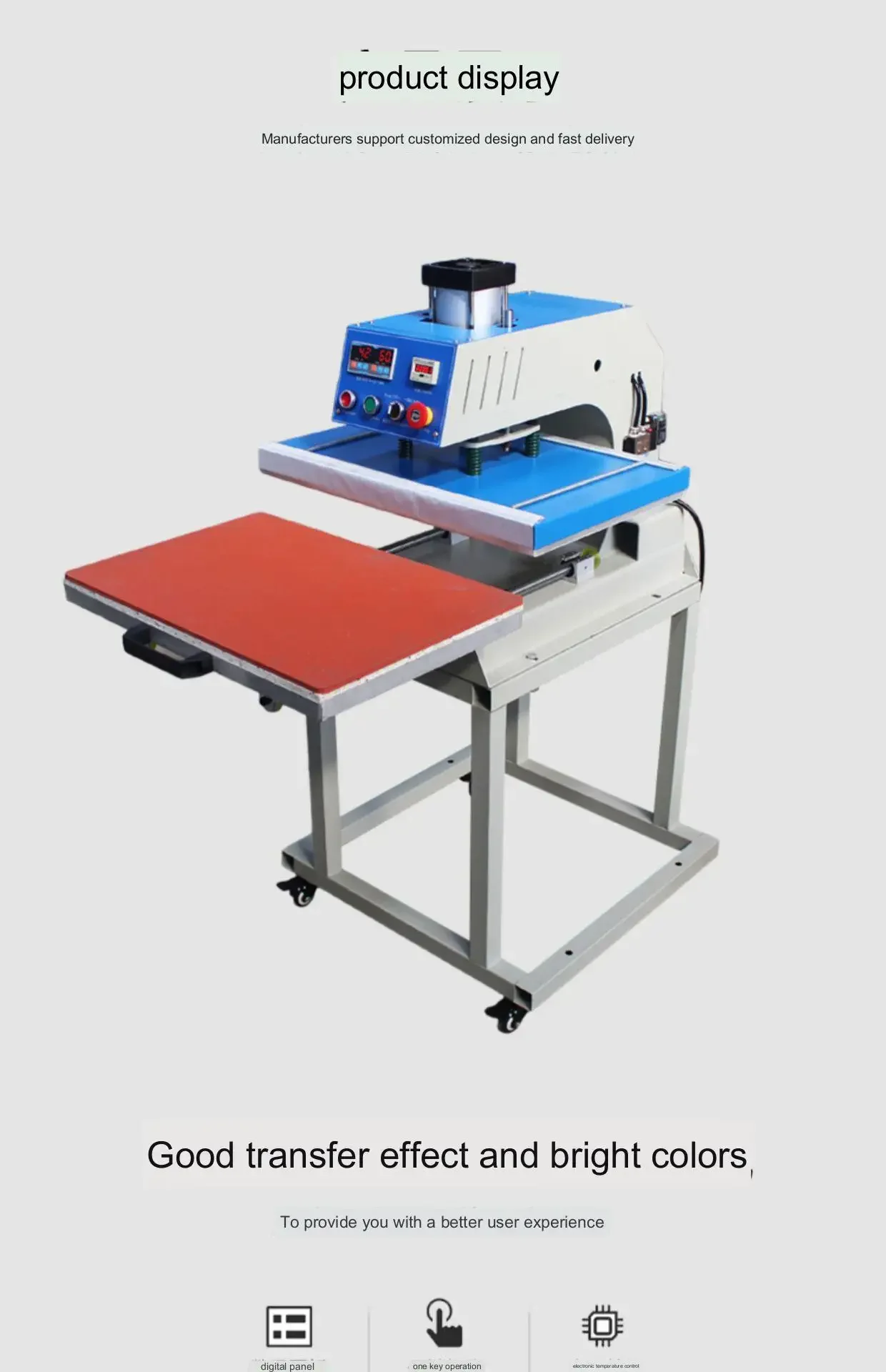 For Automatic  10*10,12*12,15*15 up-sliding air pressure double station heat transfer press  label heat press machines