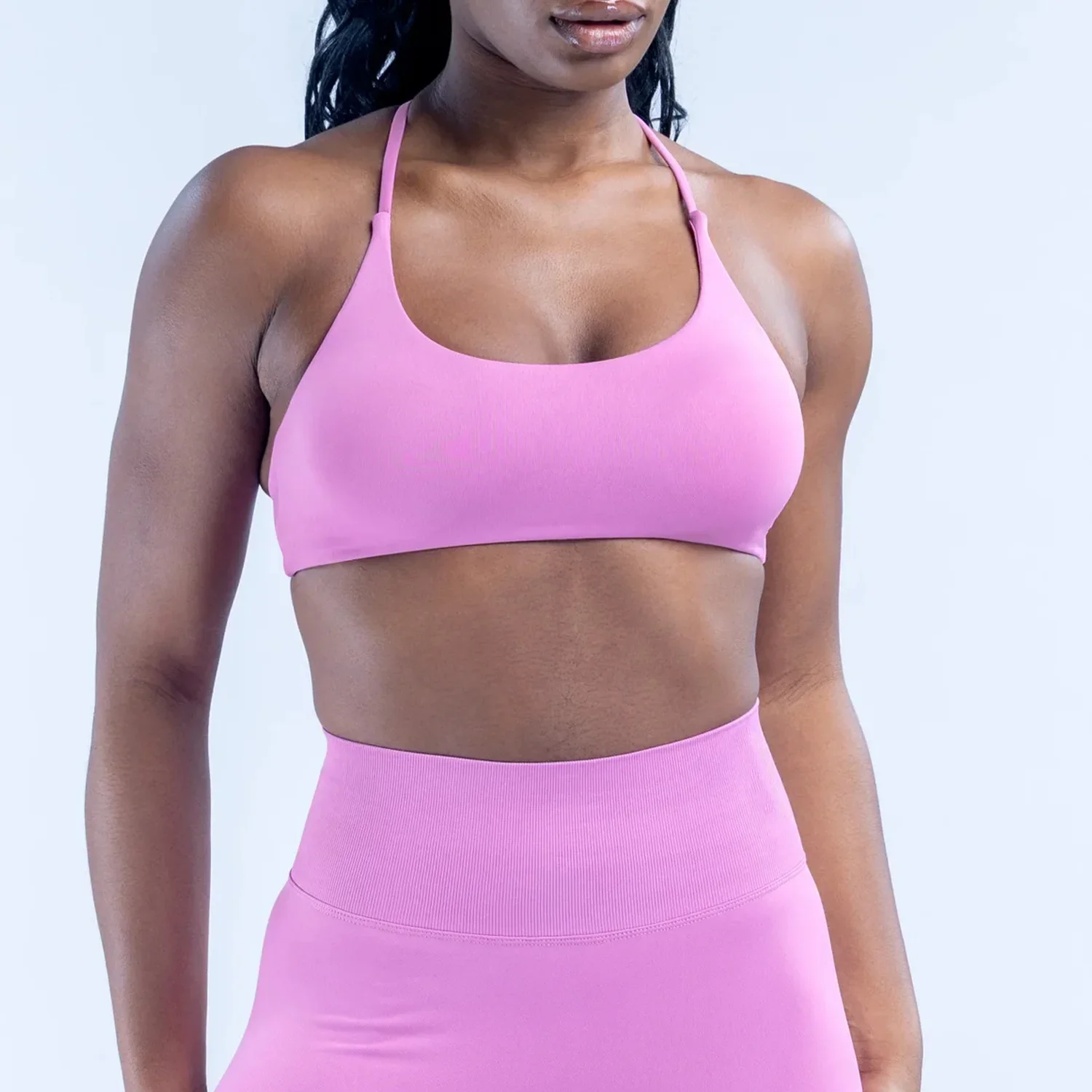 Logo  Gather Cross Strap Backless Sports Bra Temperament Vest Running Training Fitness Bra Women