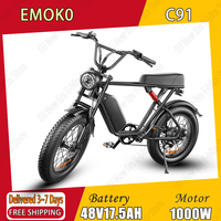 Emoko C91 E-bike 1000W Brushless Motor 48V17.5AH Removable Battery Electric Bicycle Adult Fat Tires Disc Brakes Electric Bike