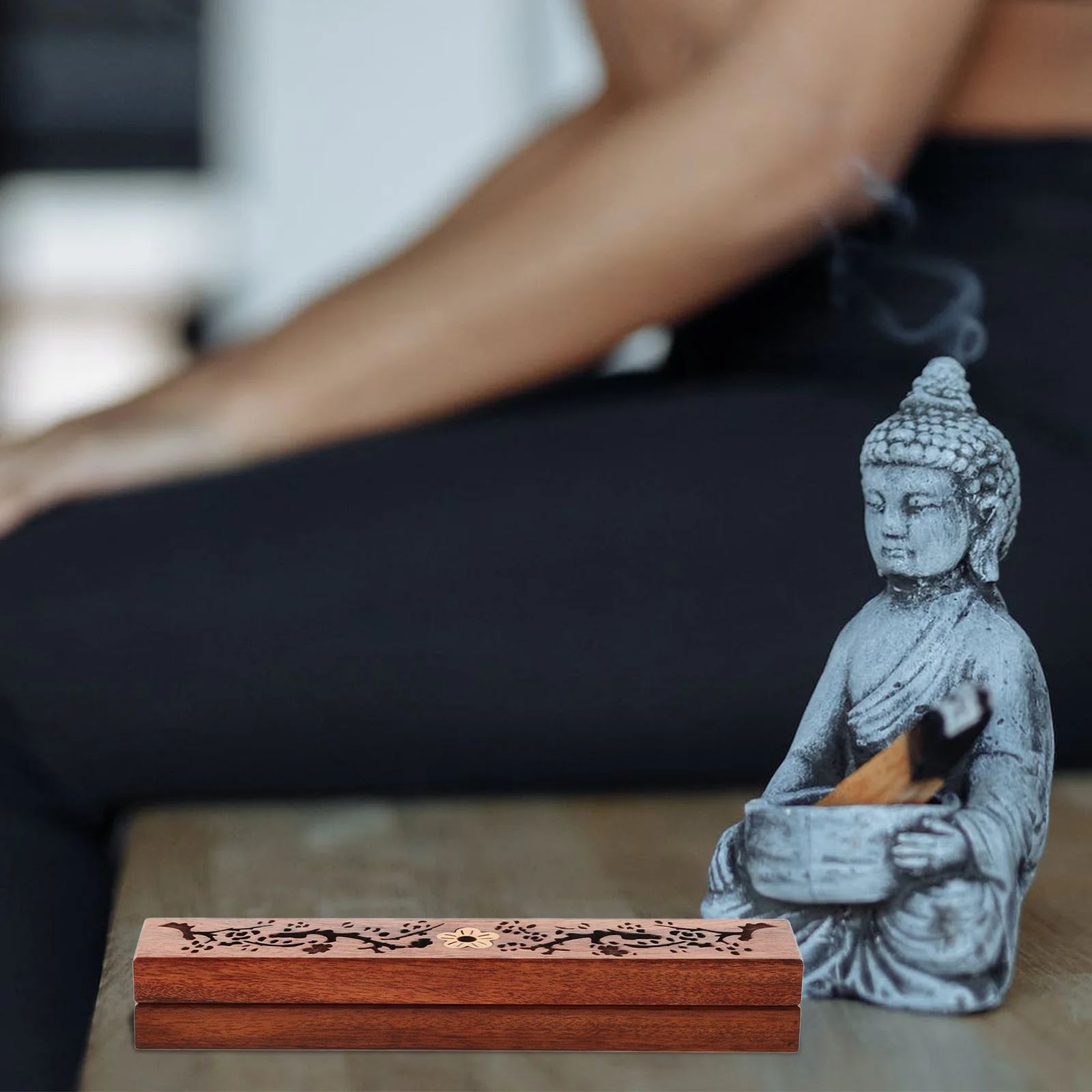 

Short Incense Holder Box Beautiful Tabletop Adornment Exquisite Design Natural Material Home Incense Box Portable