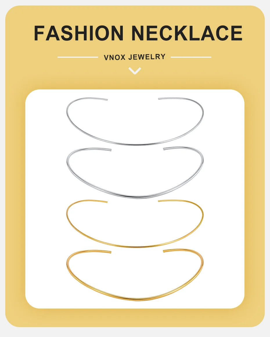 Vnox 18K vergoldete Choker-Halskette für Damen, Edelstahl, goldfarbene Halskette, minimalistischer Lagenlook, Alltagsschmuck im Y2K-Stil – Detail 1