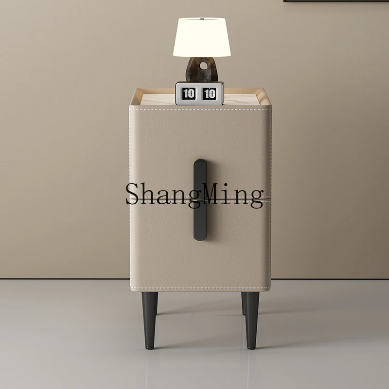 

FG saddle leather bedside table modern minimalist style bedroom solid wood minimalist home small bedside table