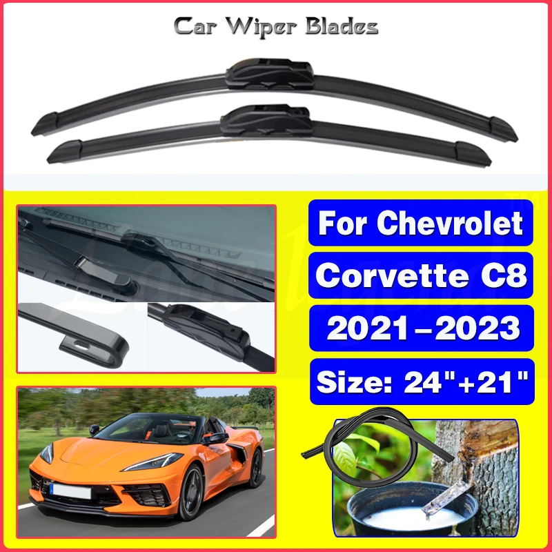 

Car Wiper For GMSV Chevrolet Corvette C8 2021 2022 2023 Front Windshield Wiper Blades Windscreen Window Car Accessories 24"+21"