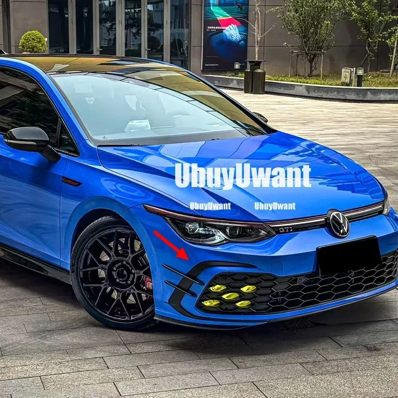 Gloss Black Tuning For VW Golf 8 MK8 GTI R-Line 2020+ Car Front Bumper Side Splitter Spoiler Trim Fog Light Canard Body Kits view 5