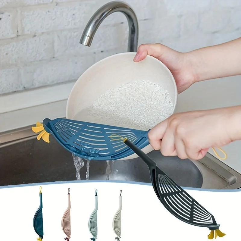 1Pc, Handheld Pot Strainer with Handle - Perfect for Rice, Pasta, and More - Kitchen Gadget and Accessory for Easy Cooking