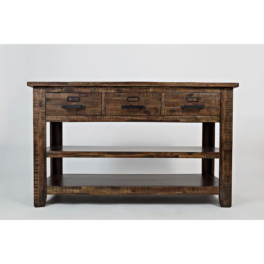 

Rustic 50 Acacia Wood Console Table for Living Room or Entryway, Distressed Industrial Style, Rustic Brown