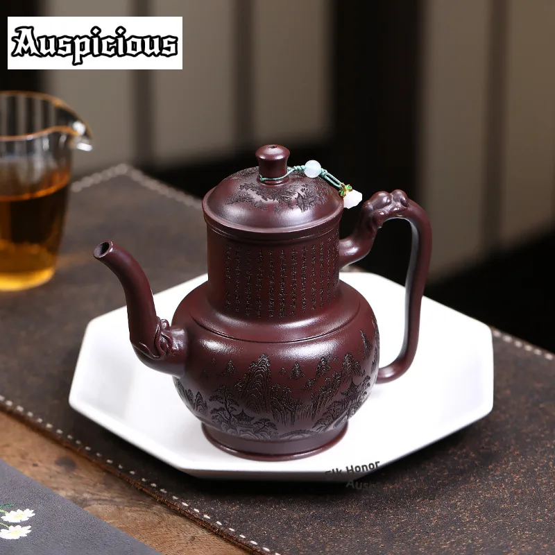 

310ml Retro Yixing Purple Clay Teapots Handmade Jin Zun Pot Raw Ore Purple Mud Kettle Chinese Zisha Tea Set For Tea Accessories