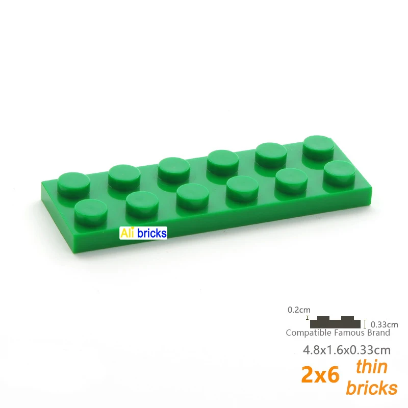 80pcs Bulk Building Blocks Thin Figures Bricks 2x6 Dots 12Color Educational Creative Size Compatible With 3795 Toys for Children