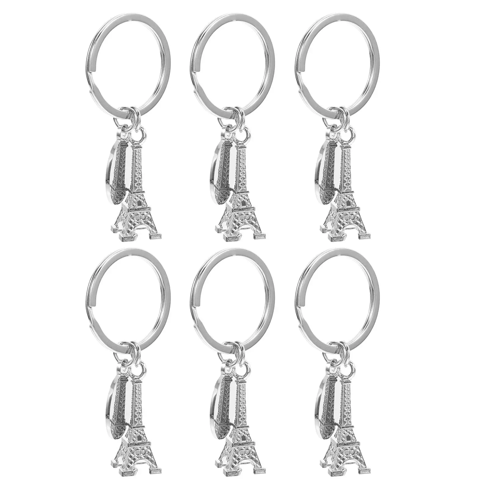 

6 Pcs Eiffel Tower Keychain Mini Sculpture Bag Dangles Fob Zinc Alloy Purse Accessories Man
